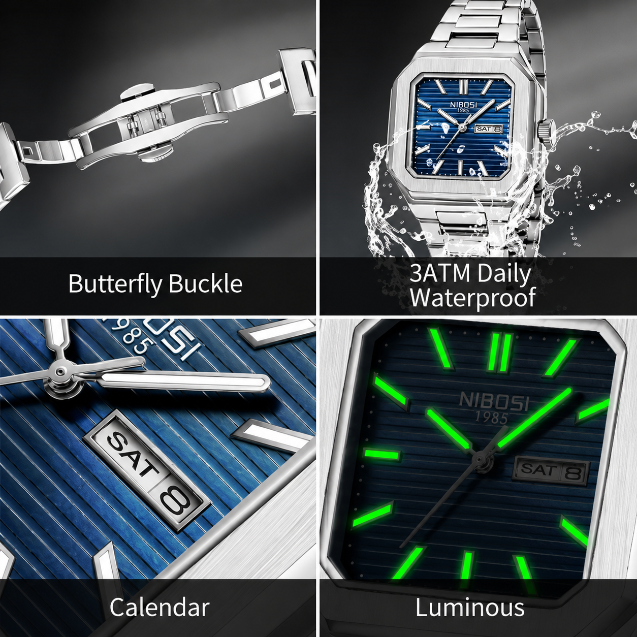 NIBOSI® Square Quartz Watch